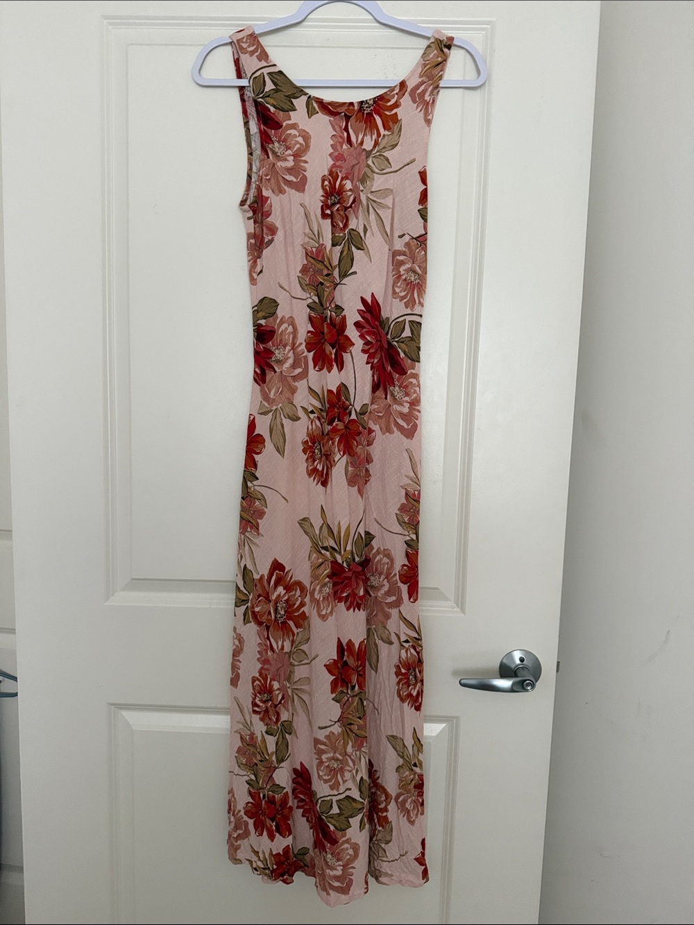 Sleeveless Floral Maxi Dress in Blush Pink